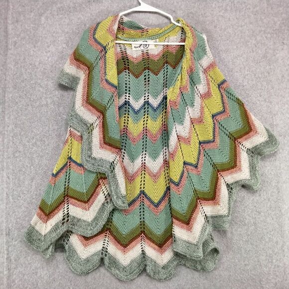 Anthropologie Rosie Neira Unni Blanket Sweater XS/S Multi Crochet Mohair Wool - Picture 1 of 11